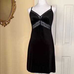 Velvet/Lace Babydoll Slip Dress Chemise Whimsigoth Vamp Black Y2K Fairy Witch S